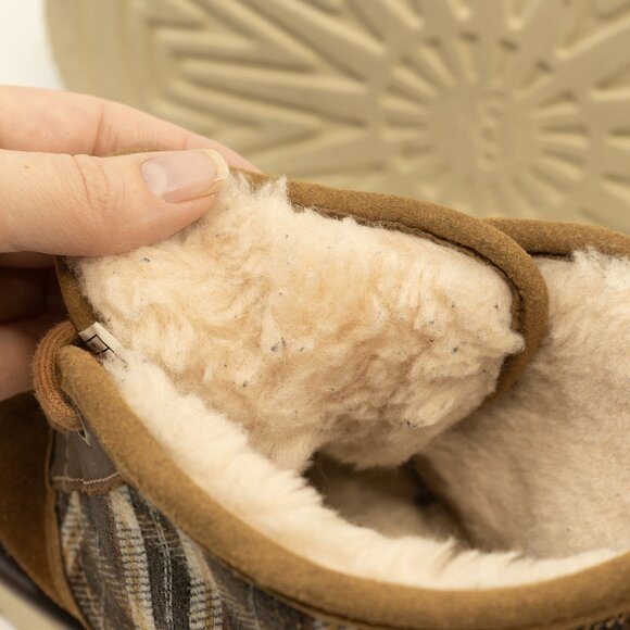 Ugg Pendleton Boot Neumel Brown Leather Plaid Sherpa Hard Sole Chukka Pull On - Picture 11 of 16